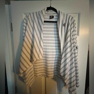 Gray and white striped cardigan